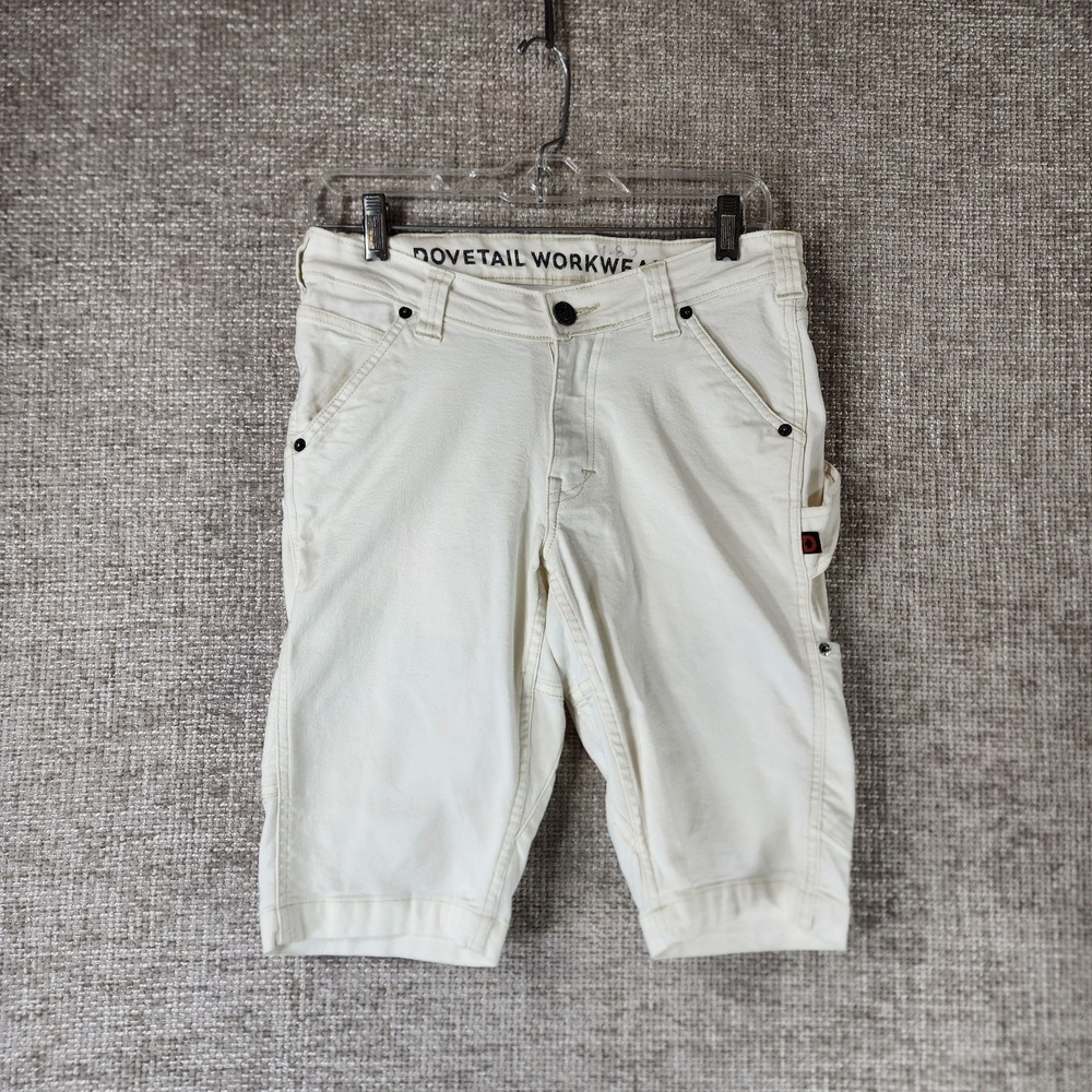 Dovetail Workwear Maven Slim Carpenter Shorts Womens 4 White Canvas 29x11